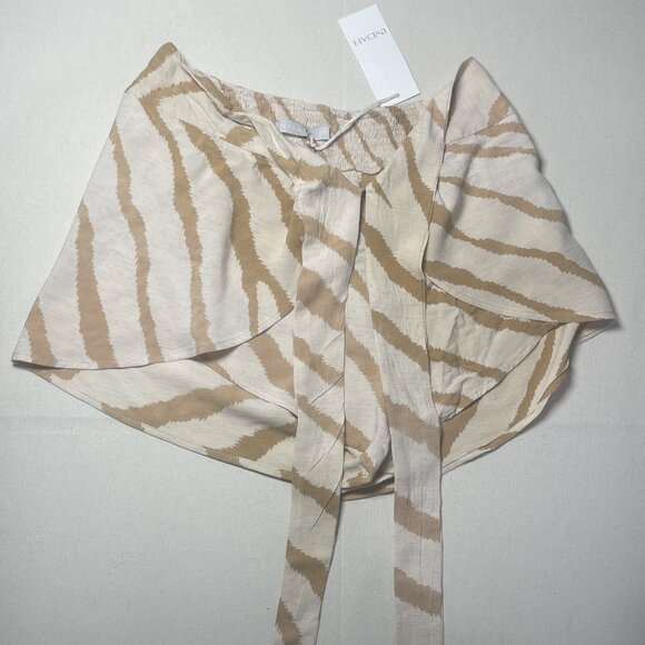 NWT Indah Palm Printed "Golden Zebra" Tie Front Wrap Shorts Size Small MSRP $106 - Picture 7 of 10